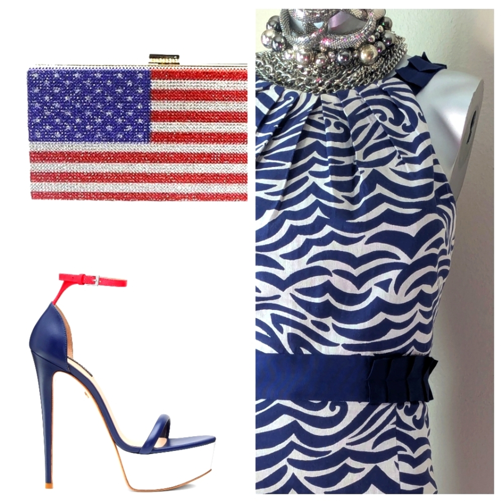 "ANTONIO MELANI" 100% Cotton Abstract Nautical Costal Tea Party Cocktail Dress - Picture 11 of 11